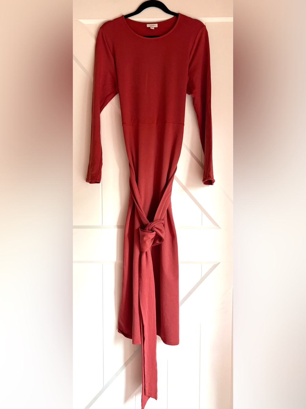 J Jill Pure Rust Red Tie Waist Midi Dress M